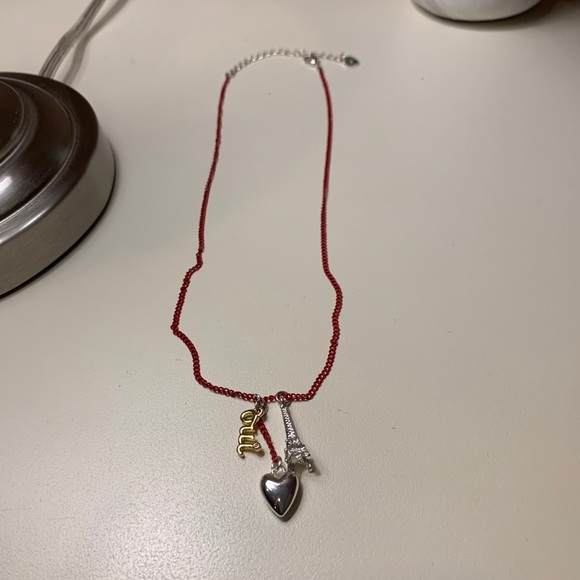 Paris necklace Eiffel Tower Red Bead Luke New, never worn! - Picture 3 of 3